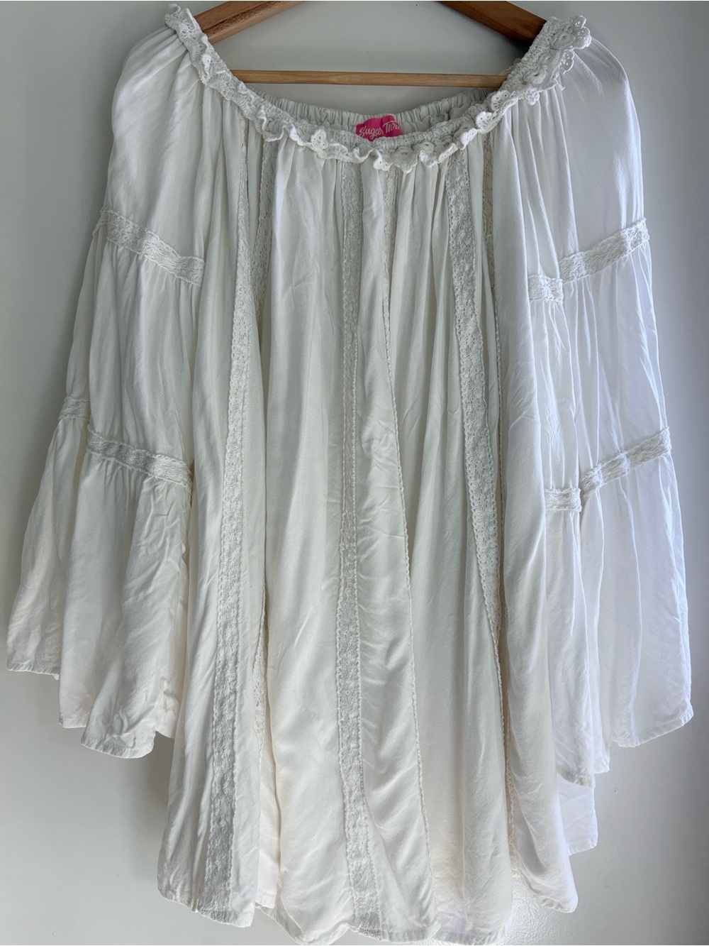 Sugar Thrillz Cream Peasant Blouse